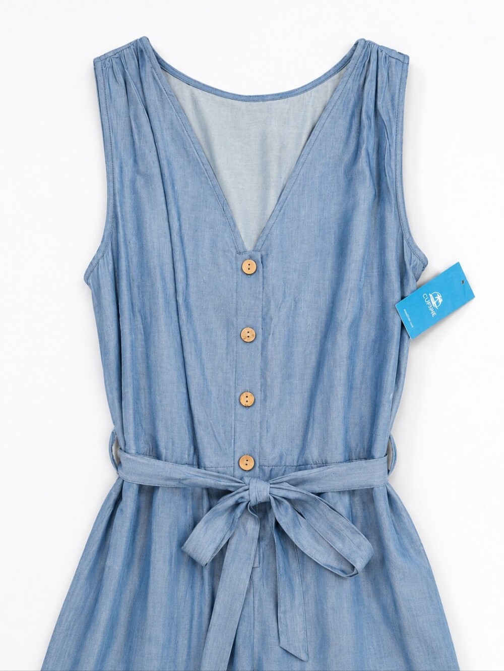 Chambray Cotton Jumpsuit.  NWT - Picture 3 of 3